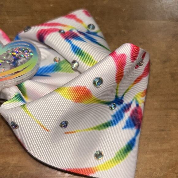 Cheer Bow - Colorful Tie-Dye Heart Kids Hair Bow - Picture 4 of 5